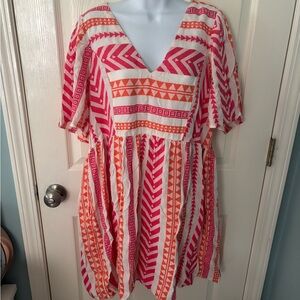 Old Navy Pink and Orange Patterned Mini Dress